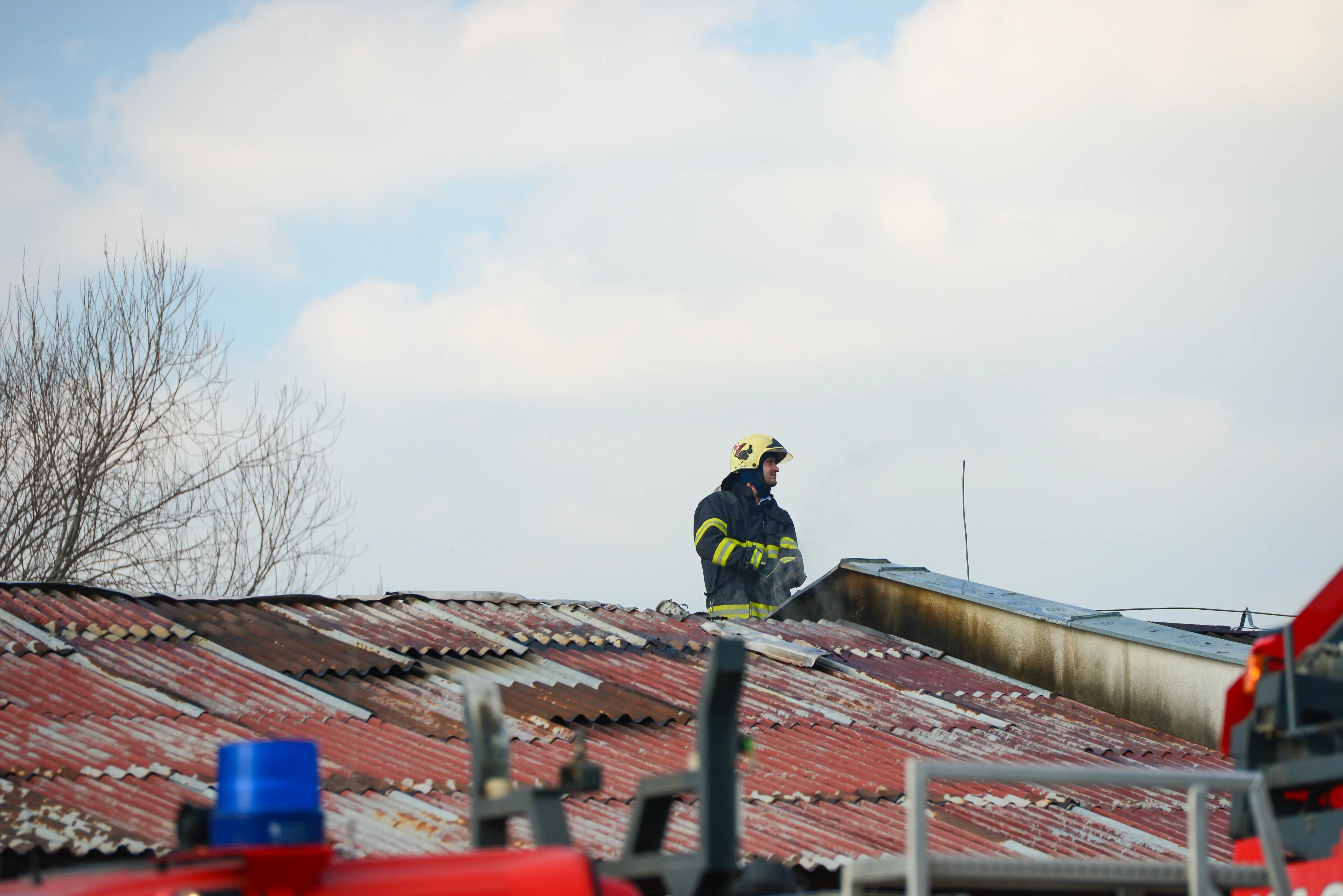 Strong and brave firefighters on a burning house in Liptovsky Mikulas are trying to extinguish the open fire.